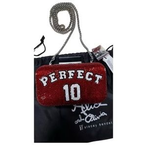 Alice+Olivia Shirley Perfect 10
Red Beaded Convertible Clutch Bag NWT